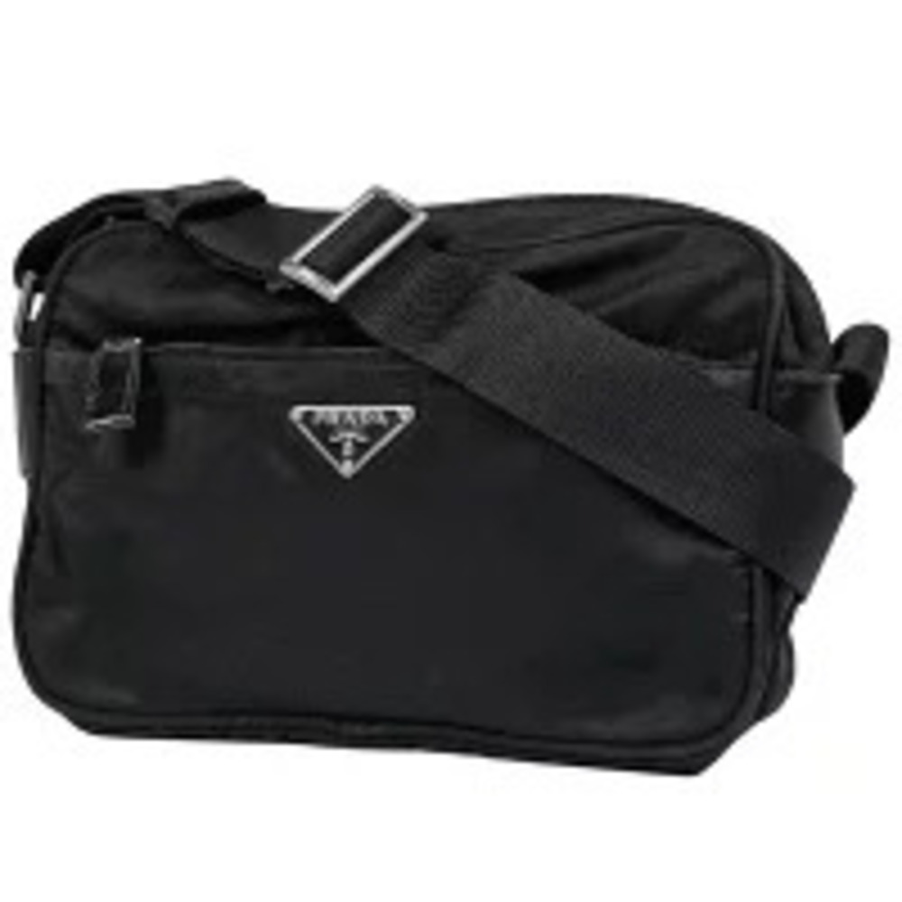 Prada Plate Shoulder Bag Crossbody Nero Black